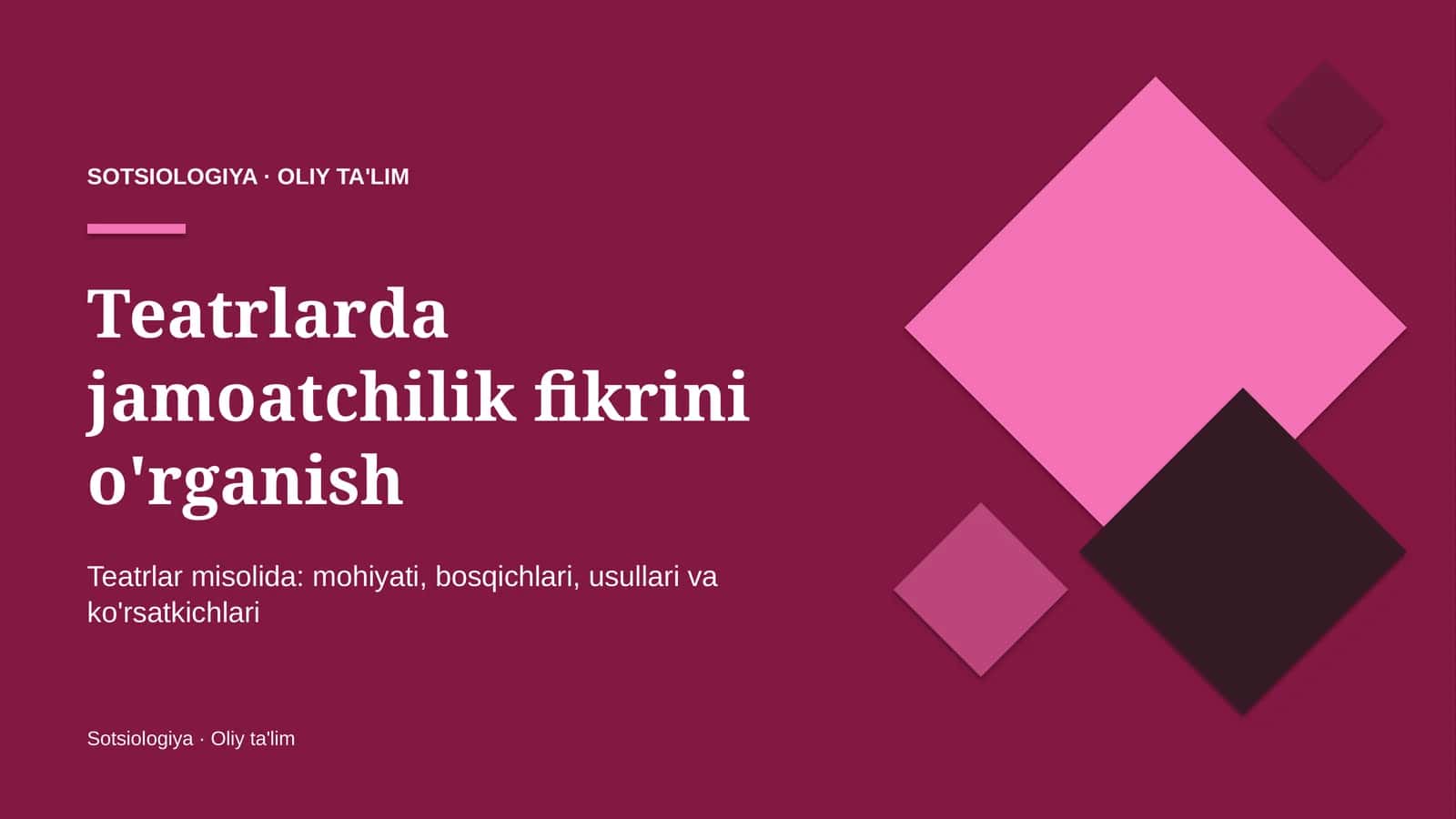 Teatrlarda jamoatchilik fikrini o'rganish