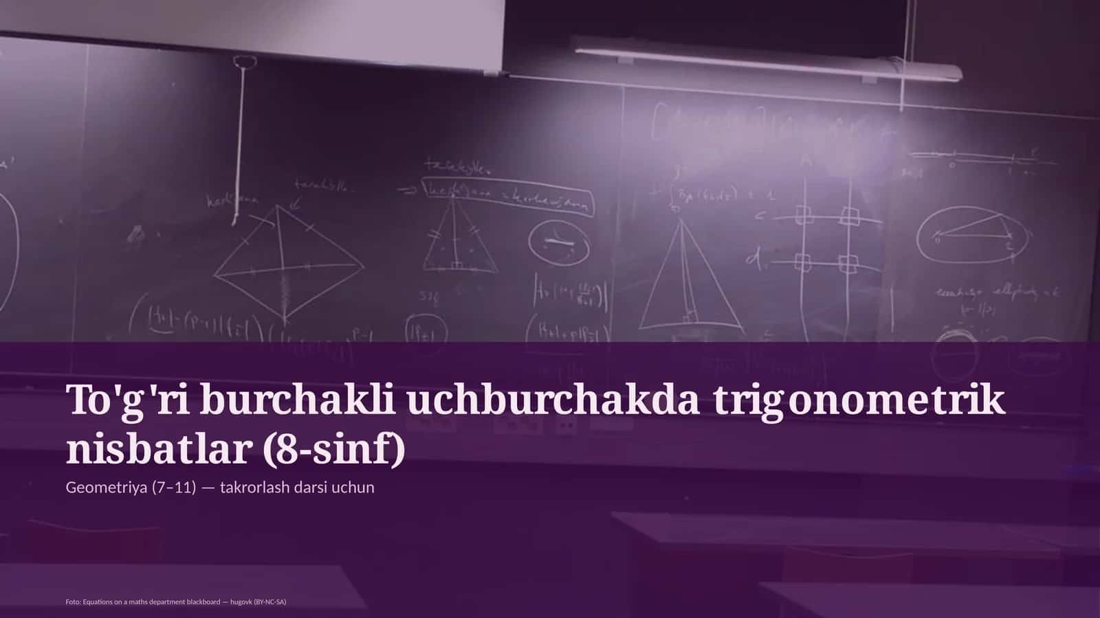 To'g'ri burchakli uchburchakda trigonometrik nisbatlar (8-sinf)