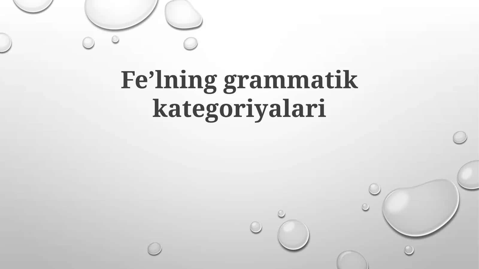 Feʼlning grammatik kategoriyalari