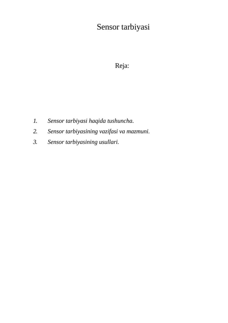 Sensor tarbiyasi