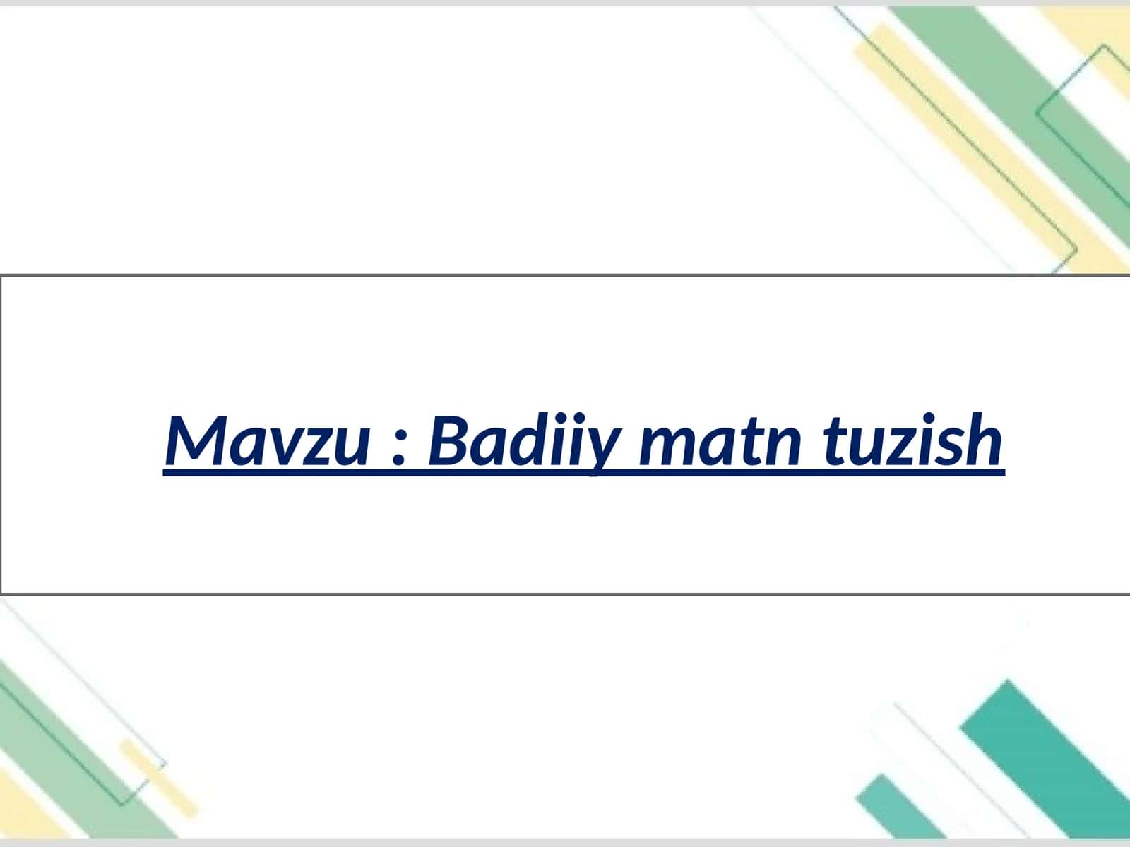 Badiiy matn tuzish