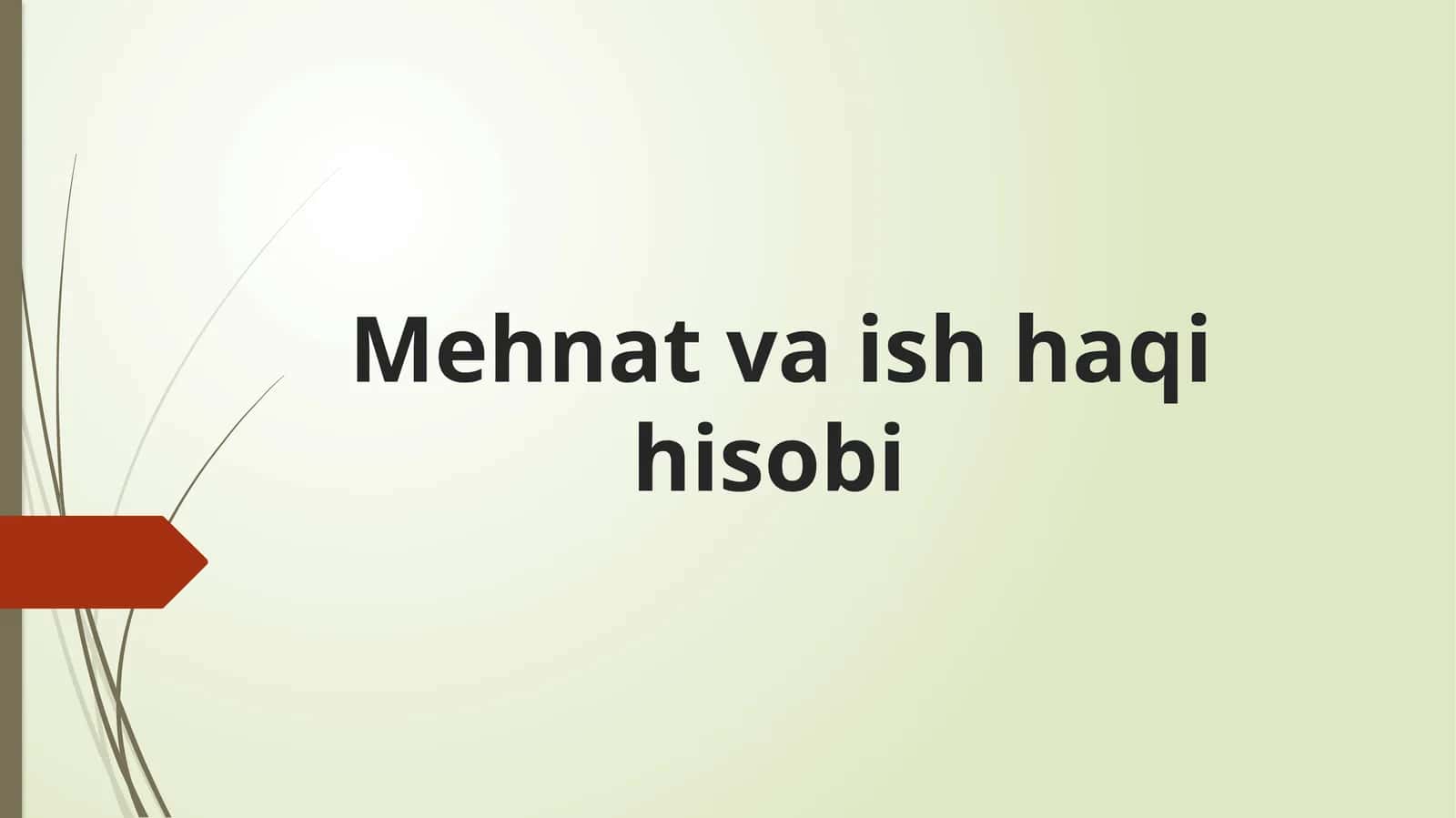 Mehnat va ish haqi hisobi