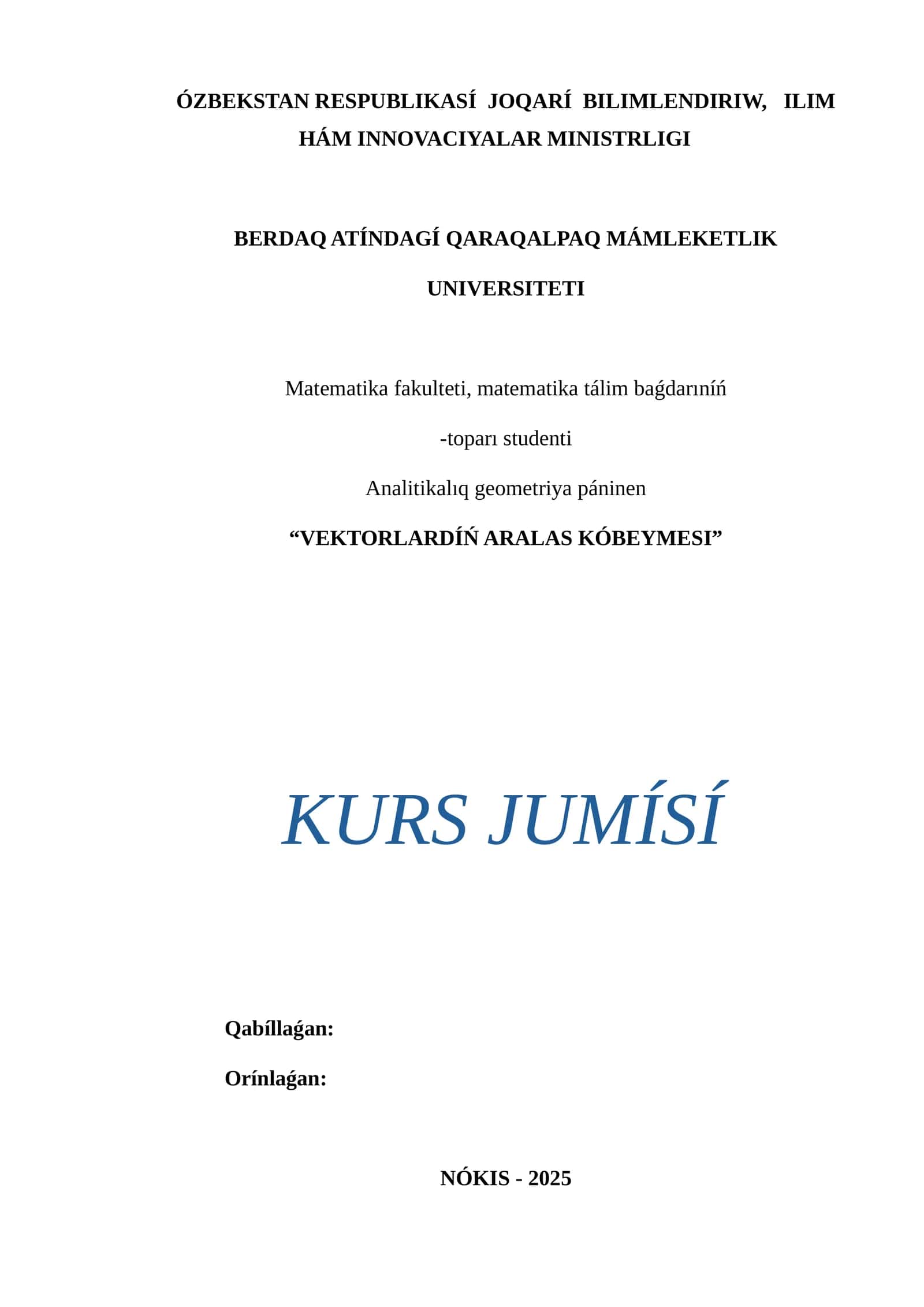 Vektorlardíń Aralas Kóbeýmesi