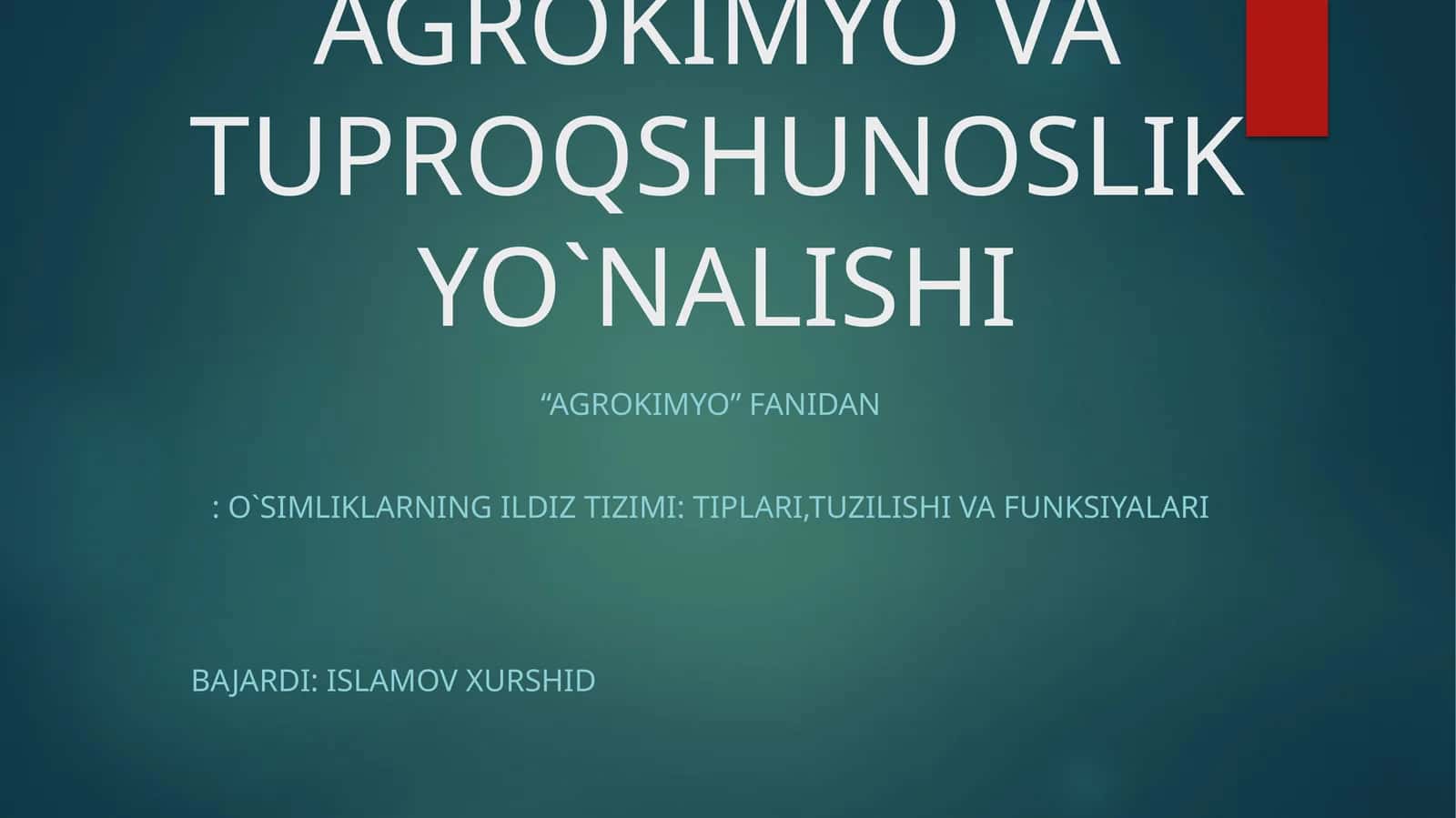 O`simliklarning ildiz tizimi: tiplari,tuzilishi va funksiyalari