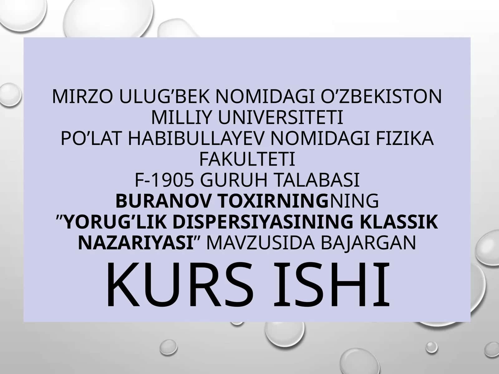 Yorug’likdispersiyasiningklassiknazariyasi
