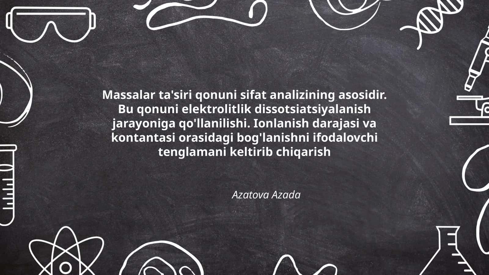 Massalar ta'siri qonuni sifat analizining asosidir