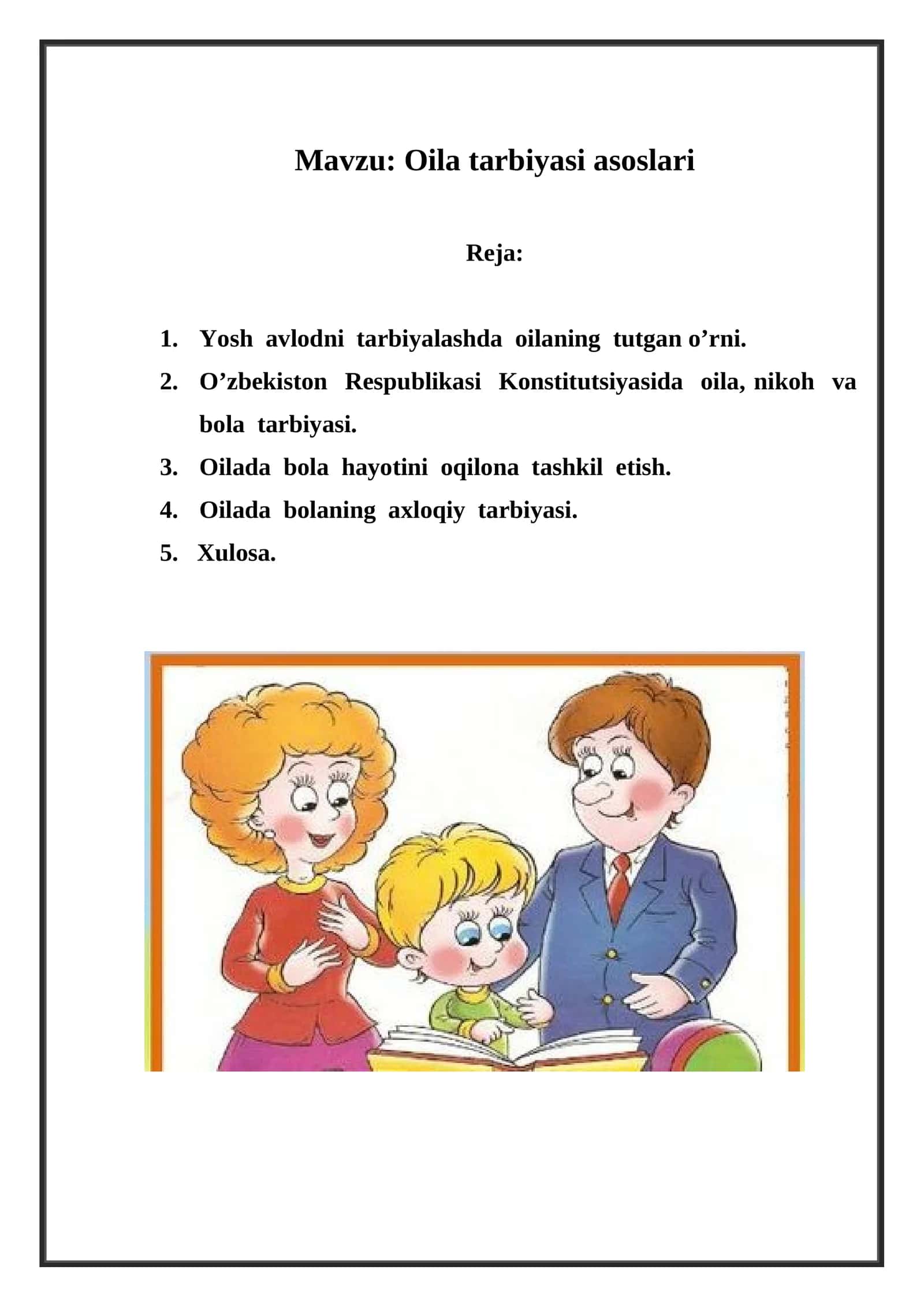 Oila tarbiyasi asoslari