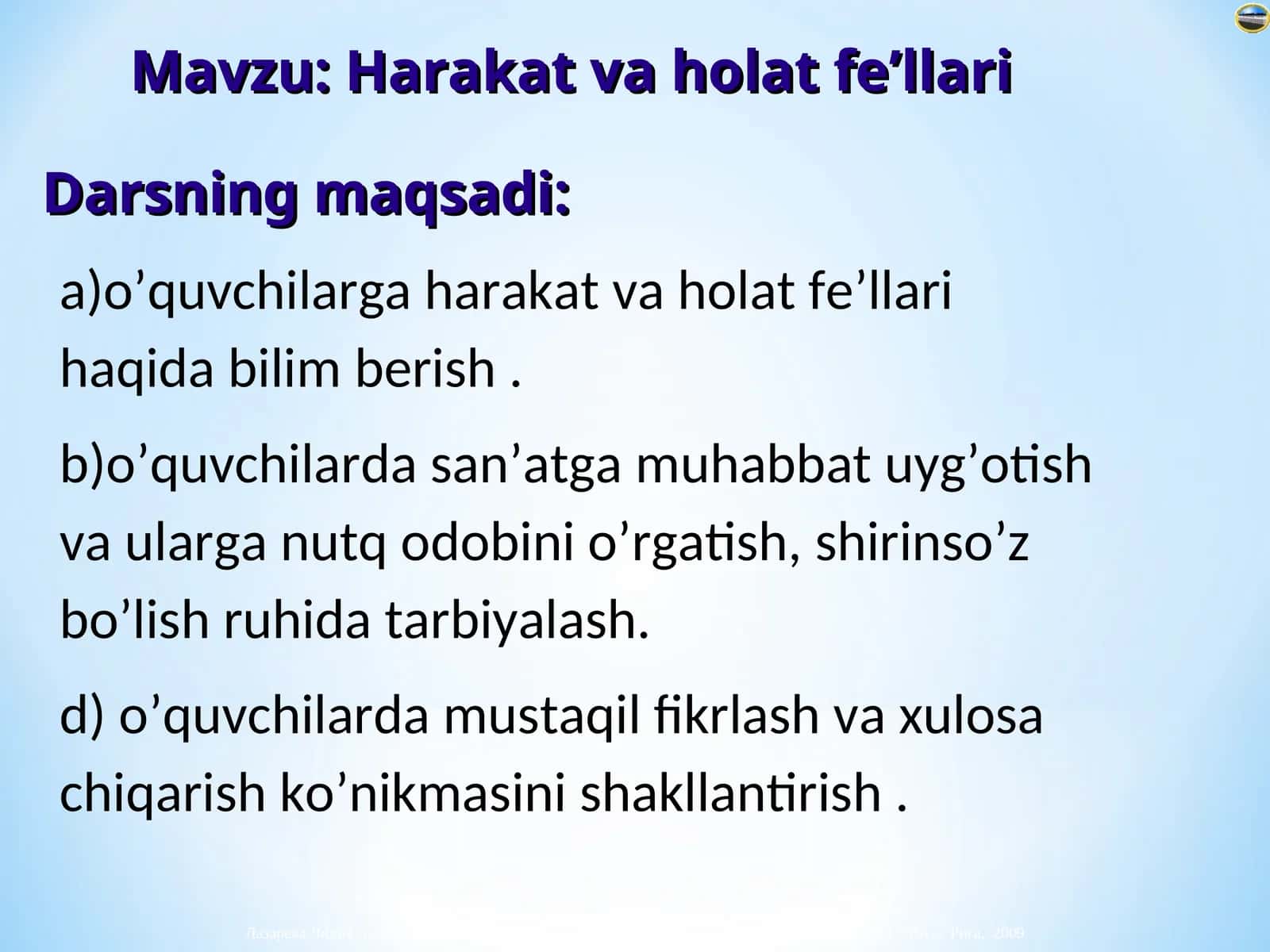 Harakat va holat fe’llari