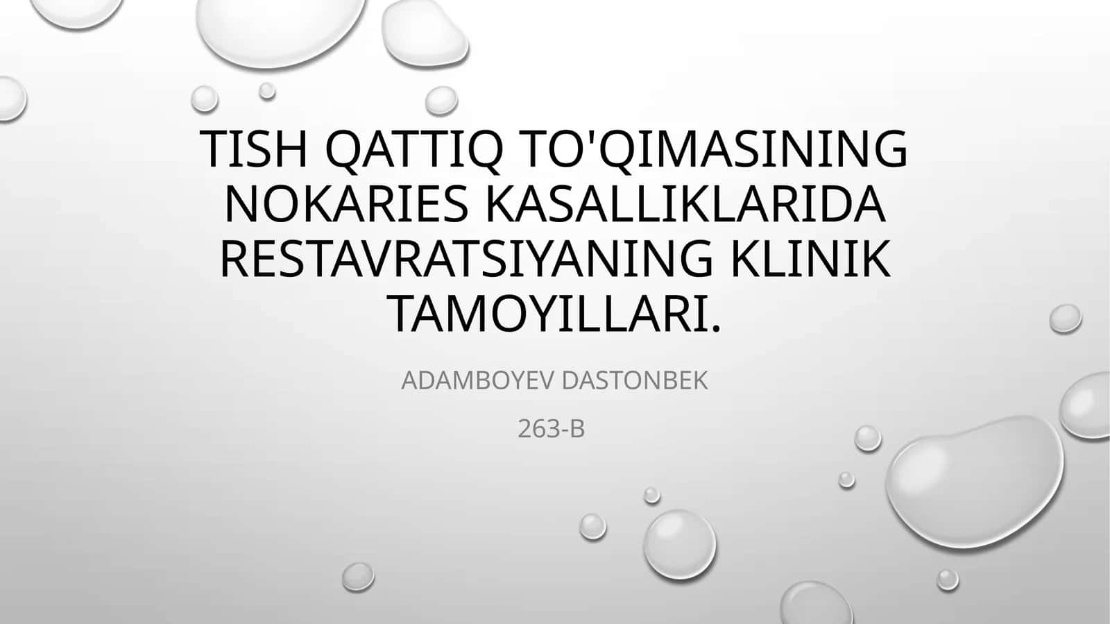 tish qattiq toʻqimalarini nokaries kasalliklarini restavrativ davolash