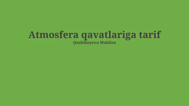 Atmosfera qavatlariga tarif