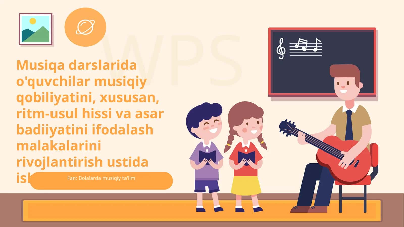 Musiqa darslarida o'quvchilar musiqiy qobiliyatini, xususan, ritm-usul hissi va asar badiiyatini ifodalash malakalarini rivojlantirish ustida ishlash
