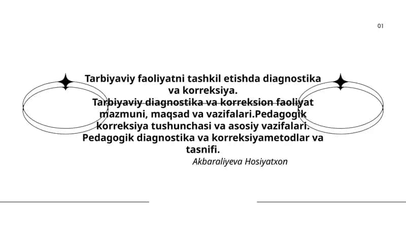 Tarbiyaviy faoliyatni tashkil etishda diagnostika va korreksiya