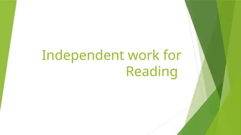 Independent work for Reading