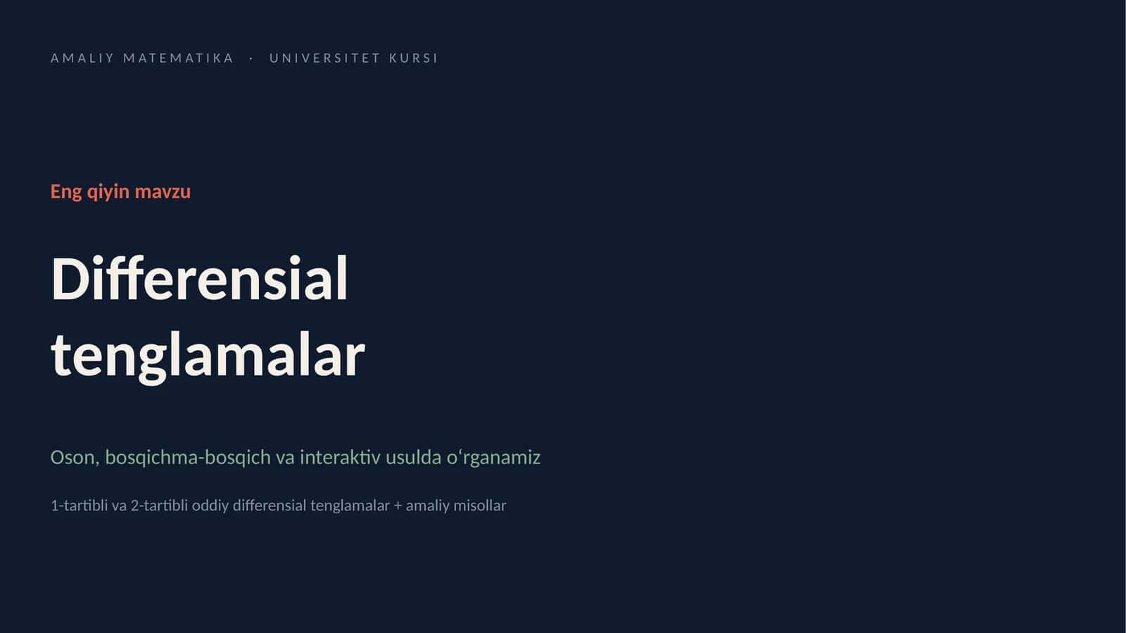 AMALIY MATEMATIKA · UNIVERSITET KURSI