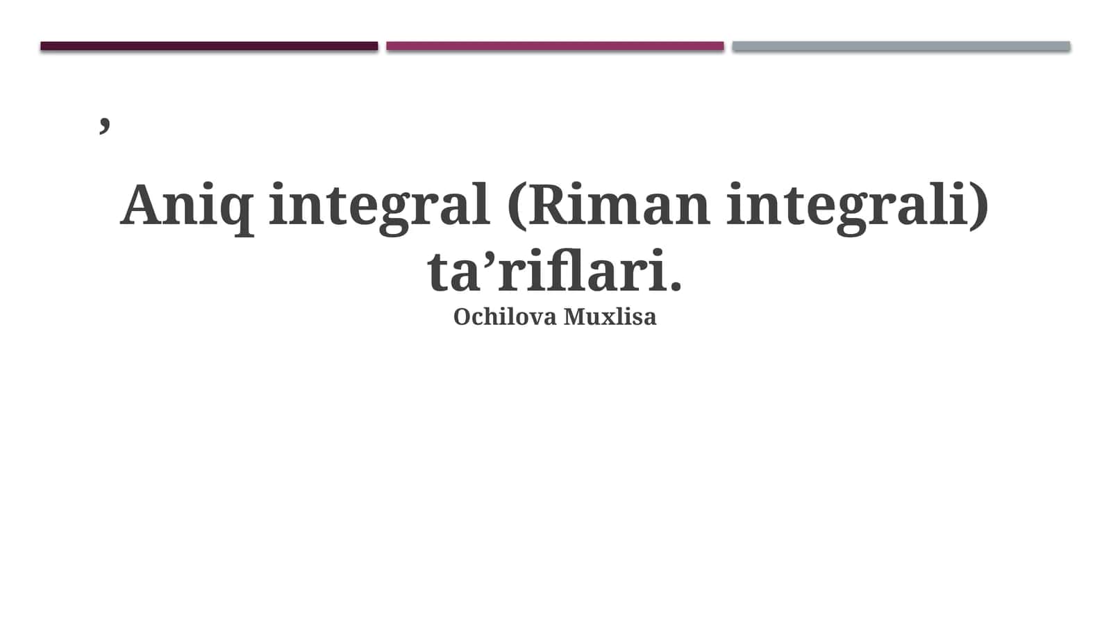 Aniq Integralning Ta'rifi