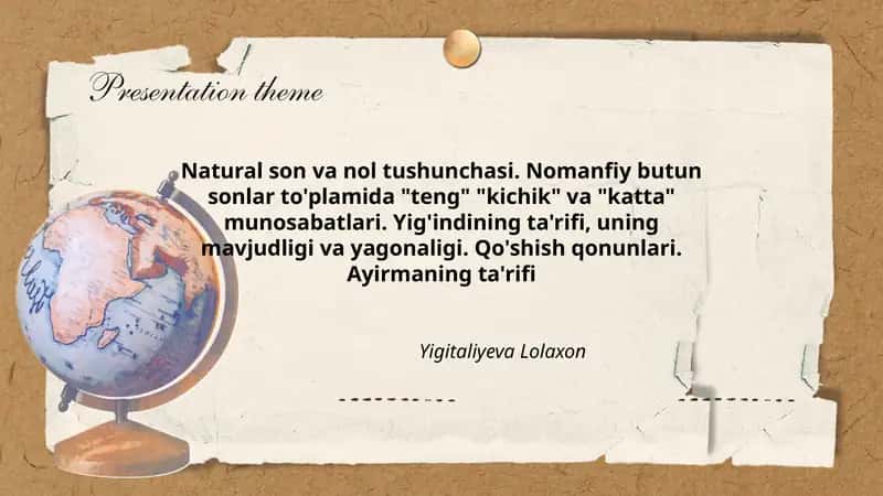 Natural son va nol tushunchasi
