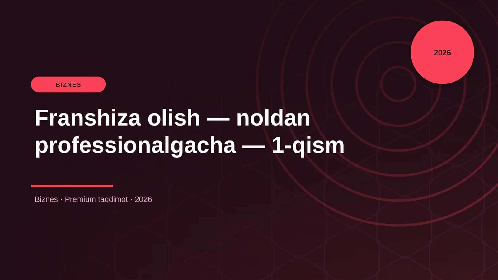 Franshiza olish — noldan professionalgacha — 1-qism