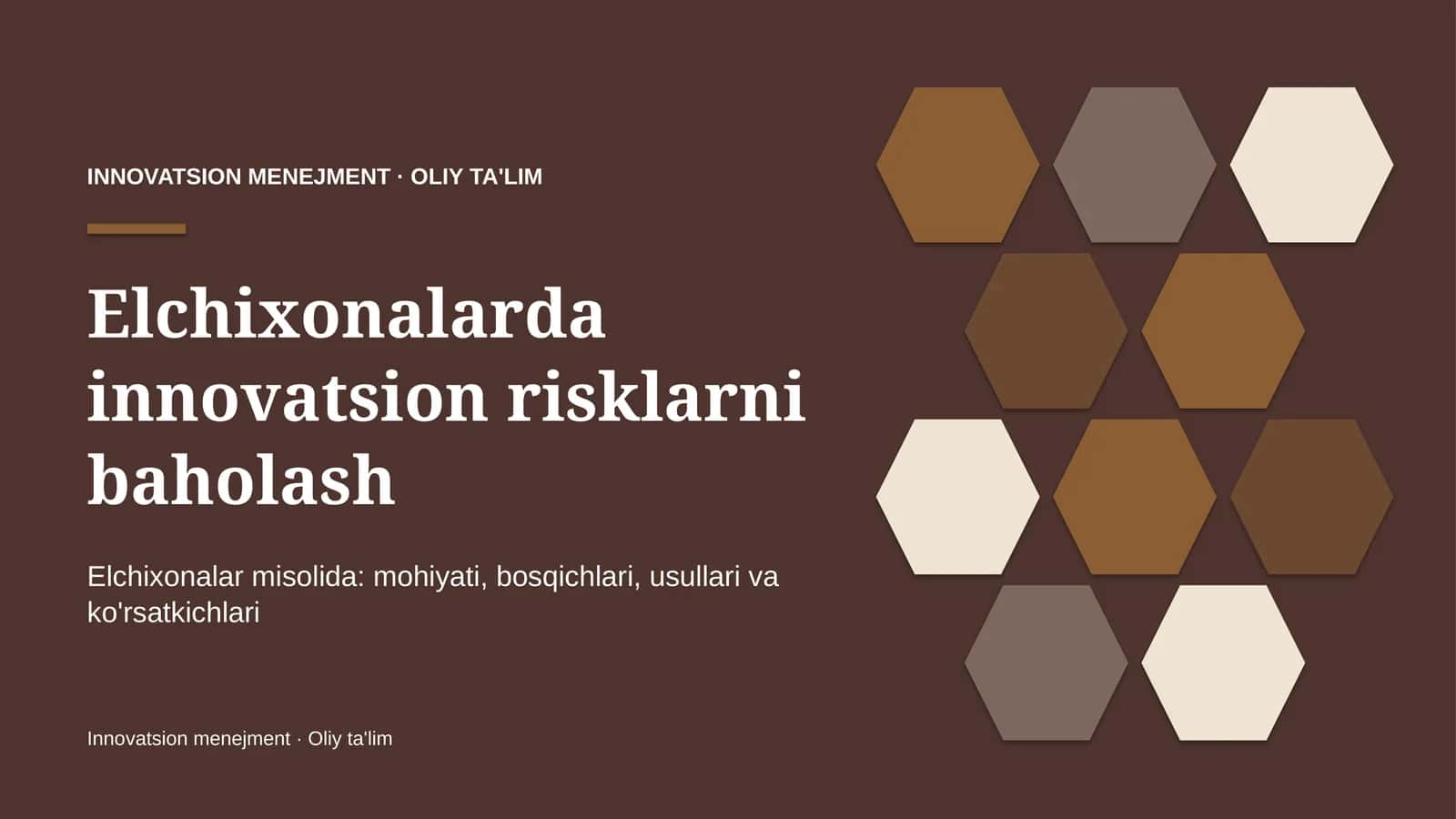 Elchixonalarda innovatsion risklarni baholash
