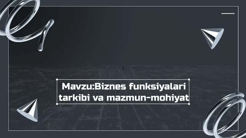 Biznes Funksiyalari Tushunchasi