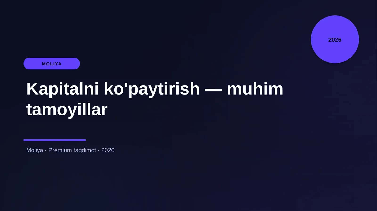 Kapitalni ko'paytirish — muhim tamoyillar