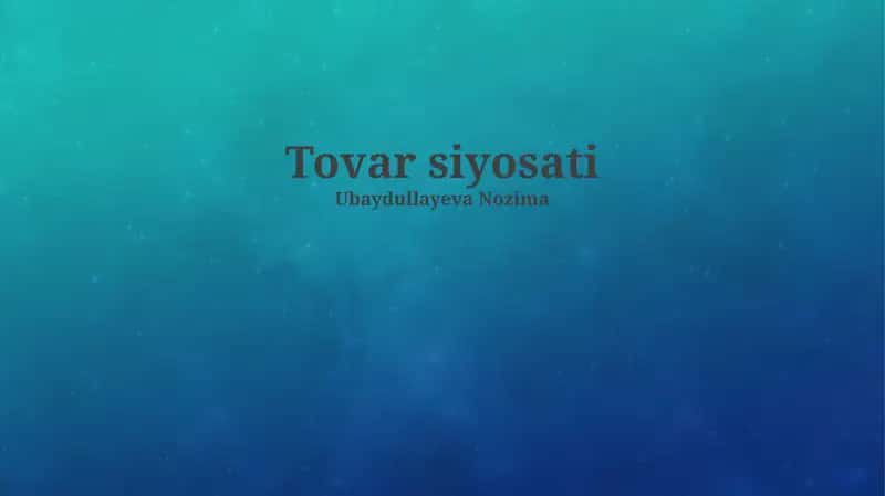 Tovar siyosati