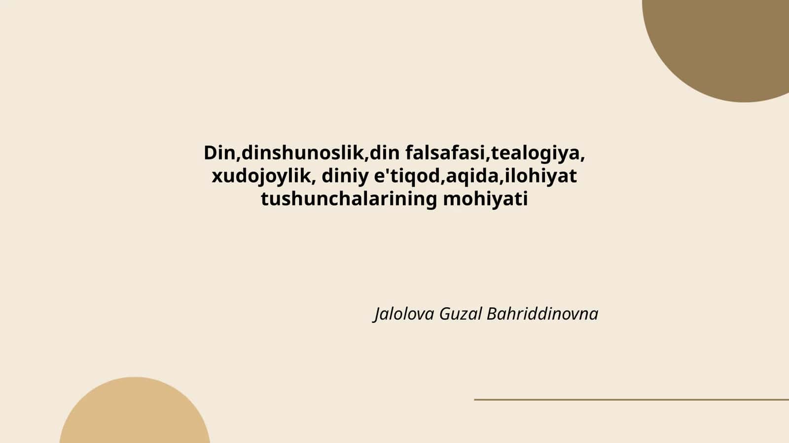 Jalolova Guzal Bahriddinovna