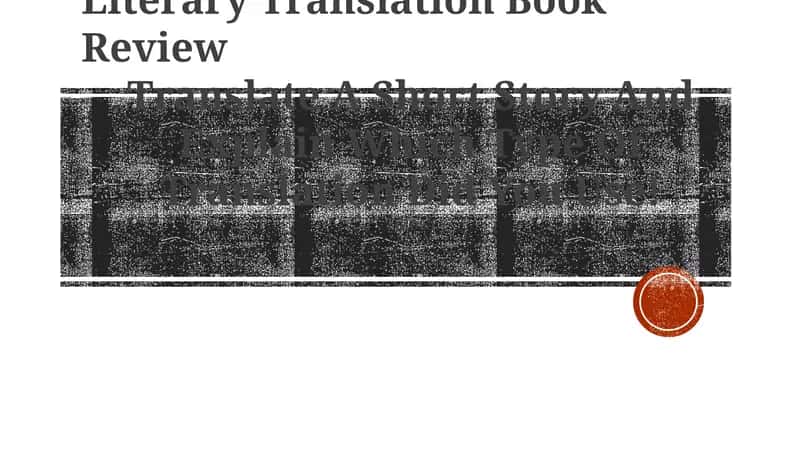 Literary Translation Book Review