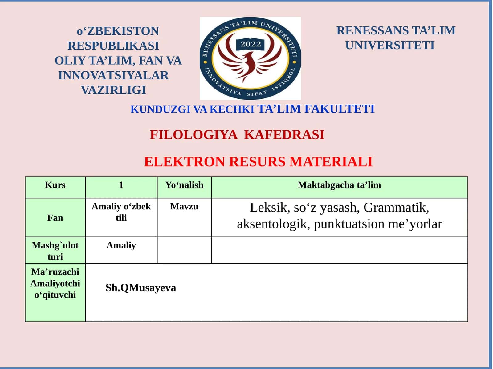 Amaliy o‘zbek tili