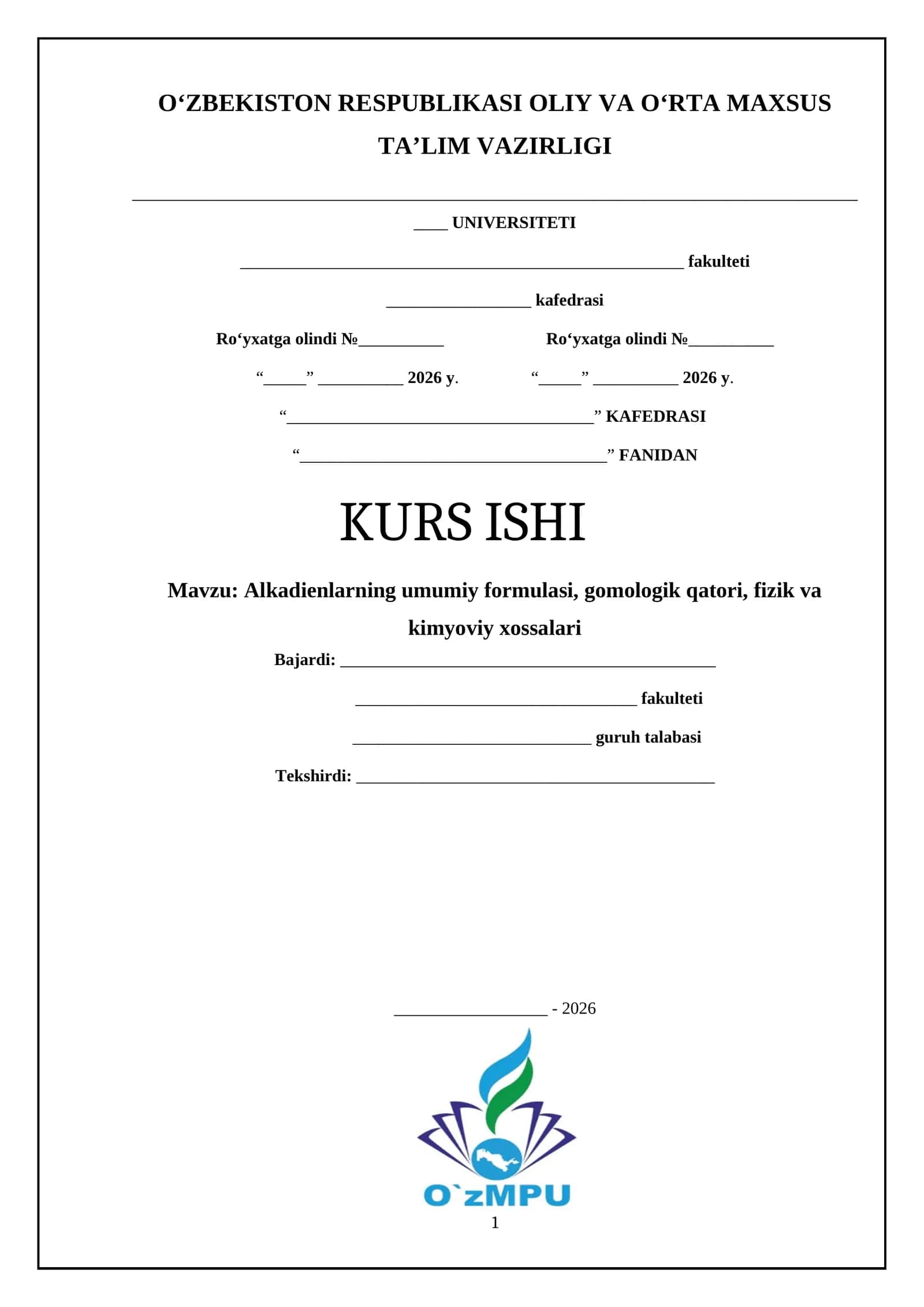 alkadiyenlar olinishi kurs ishi