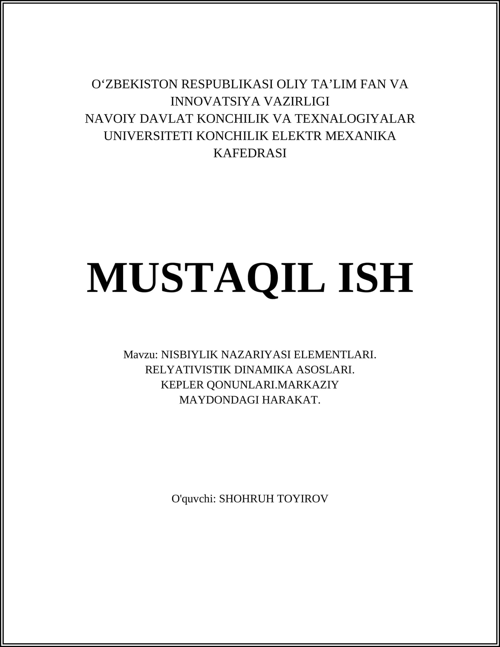 Nisbiylik nazariyasi elementlari