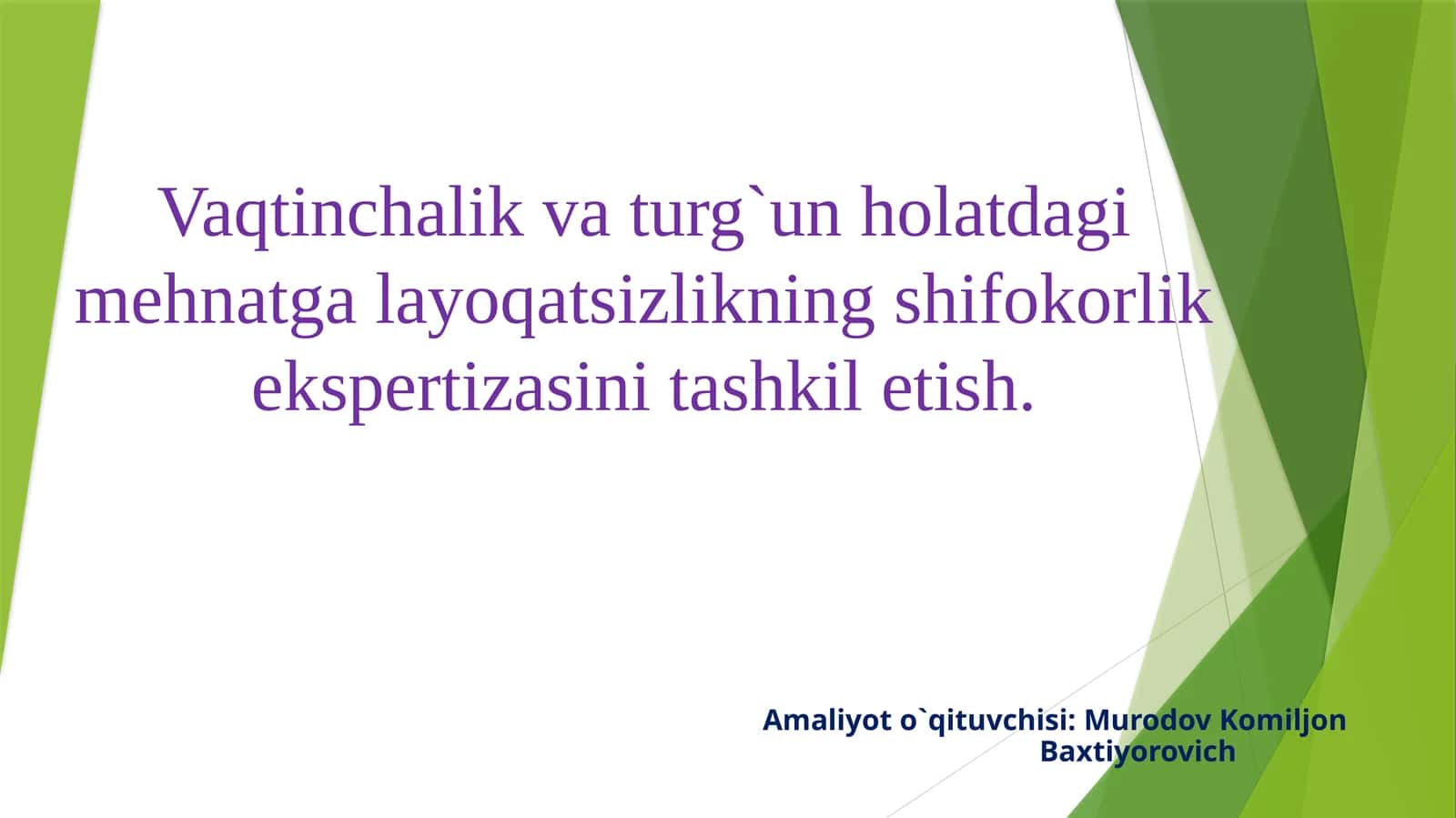 Shifokorlik mehnat ekspertizasi