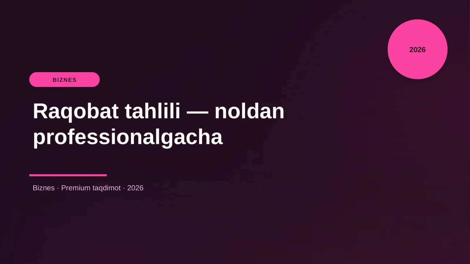 Raqobat tahlili — noldan professionalgacha