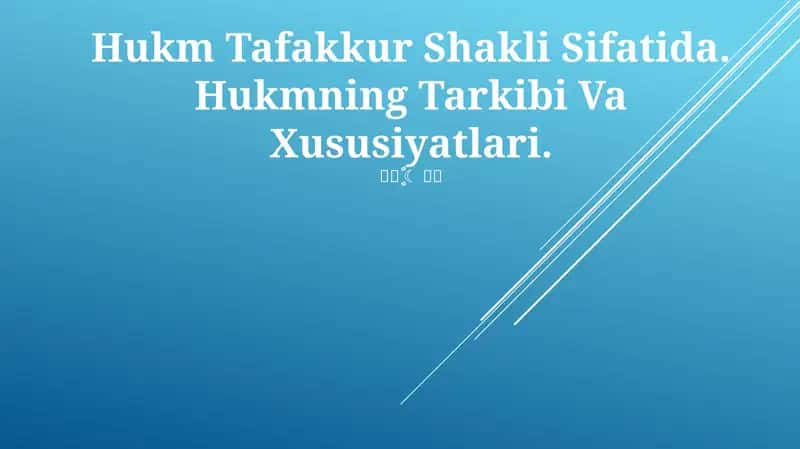 Hukm Tafakkur Shakli Sifatida