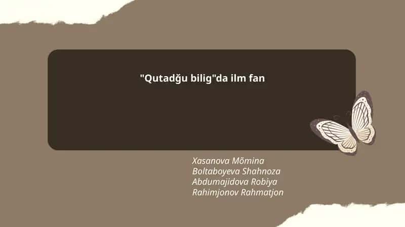 "Qutadğu bilig"da ilm fan