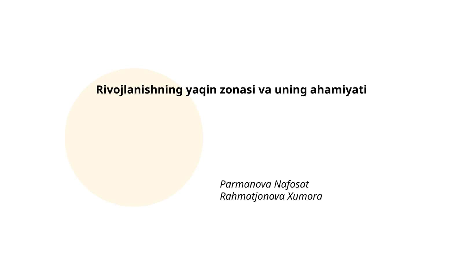 Rivojlanishning yaqin zonasi va uning ahamiyati
