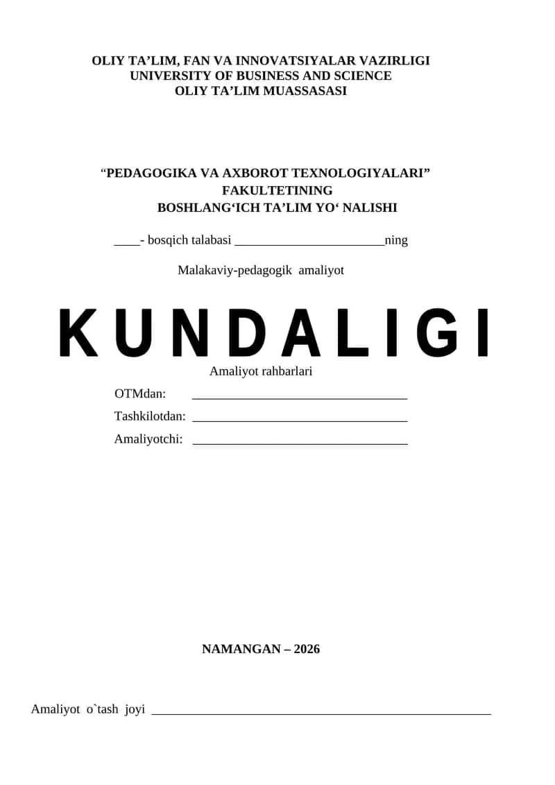 Malakaviy-pedagogik amaliyot