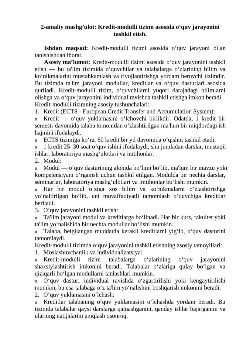 Kredit-modulli tizimi