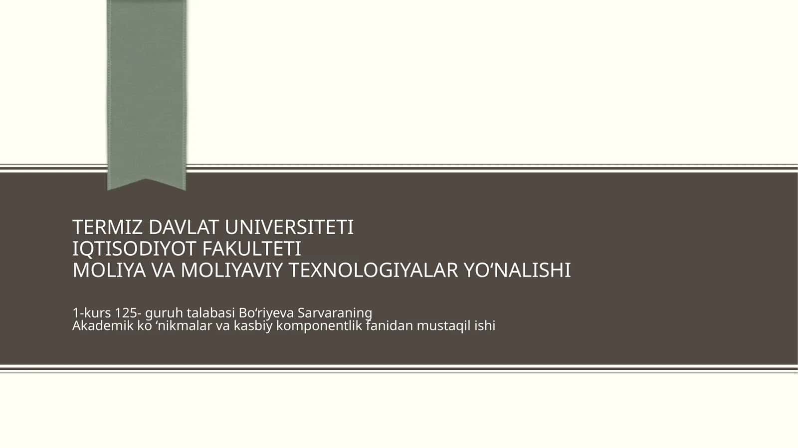 Molia va Moliyaviy Texnologiyalar Yo‘nalishi