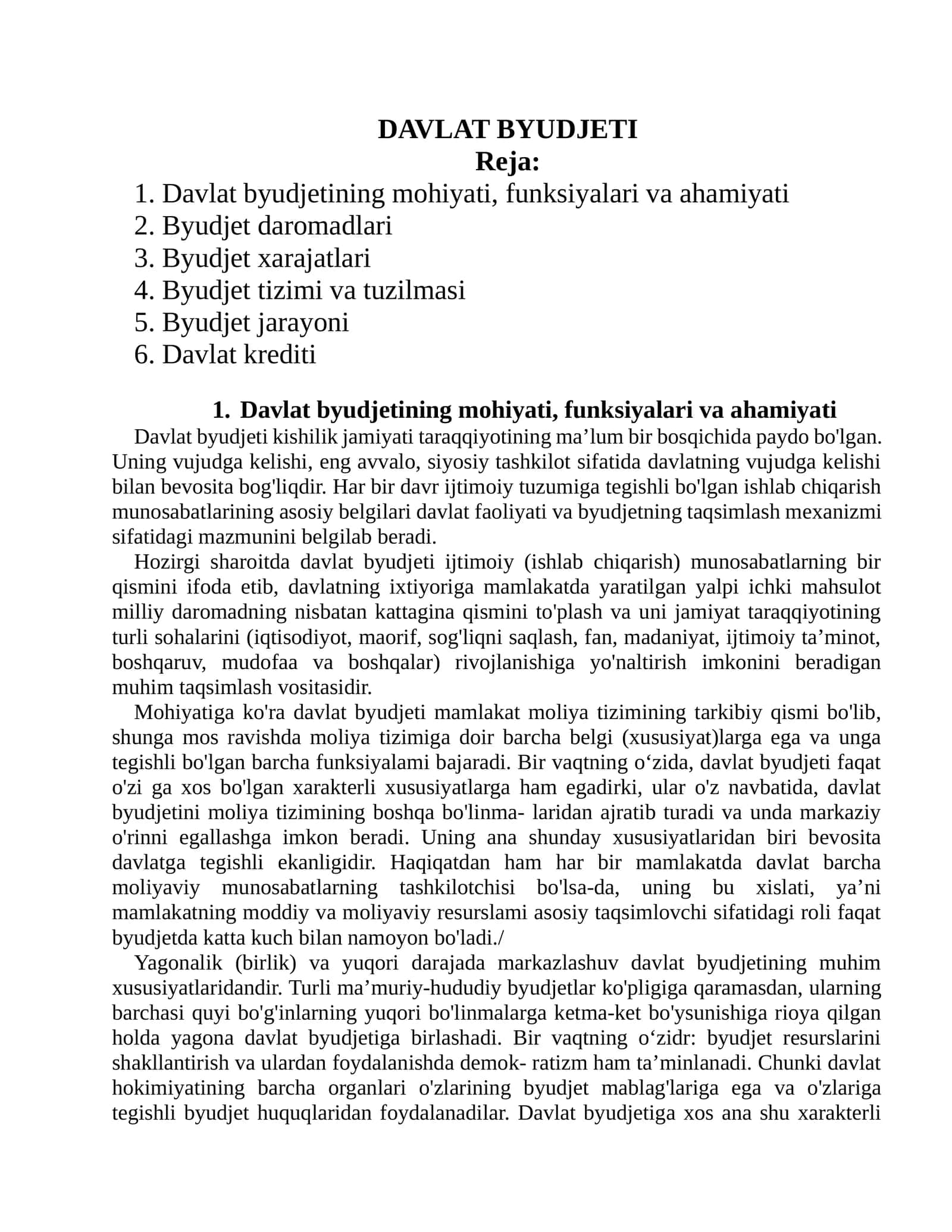 DAVLAT BYUDJETI