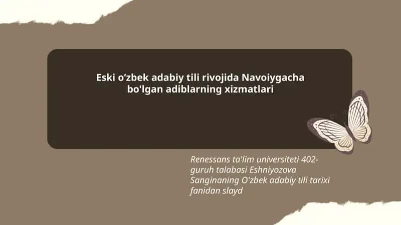 O'zbek adabiy tili tarixi fanidan slayd