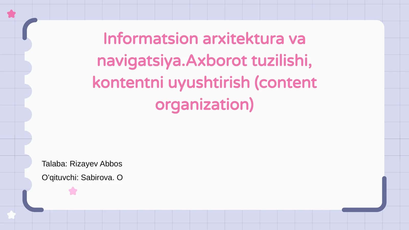 Informatsion arxitektura va navigatsiya