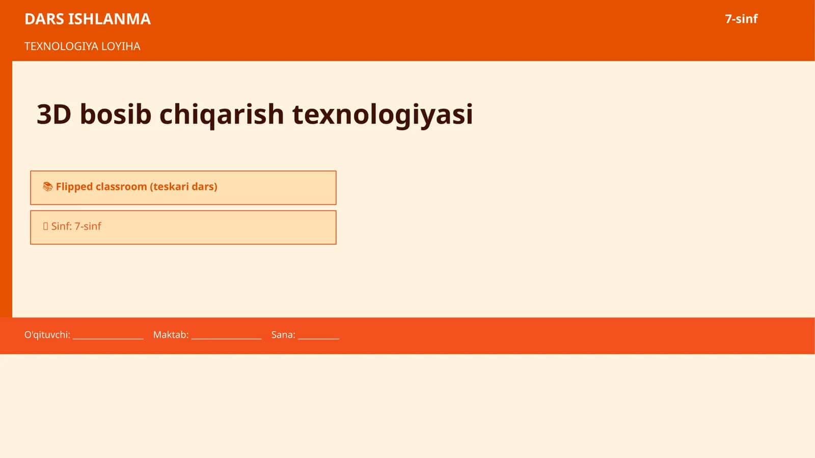3D bosib chiqarish texnologiyasi