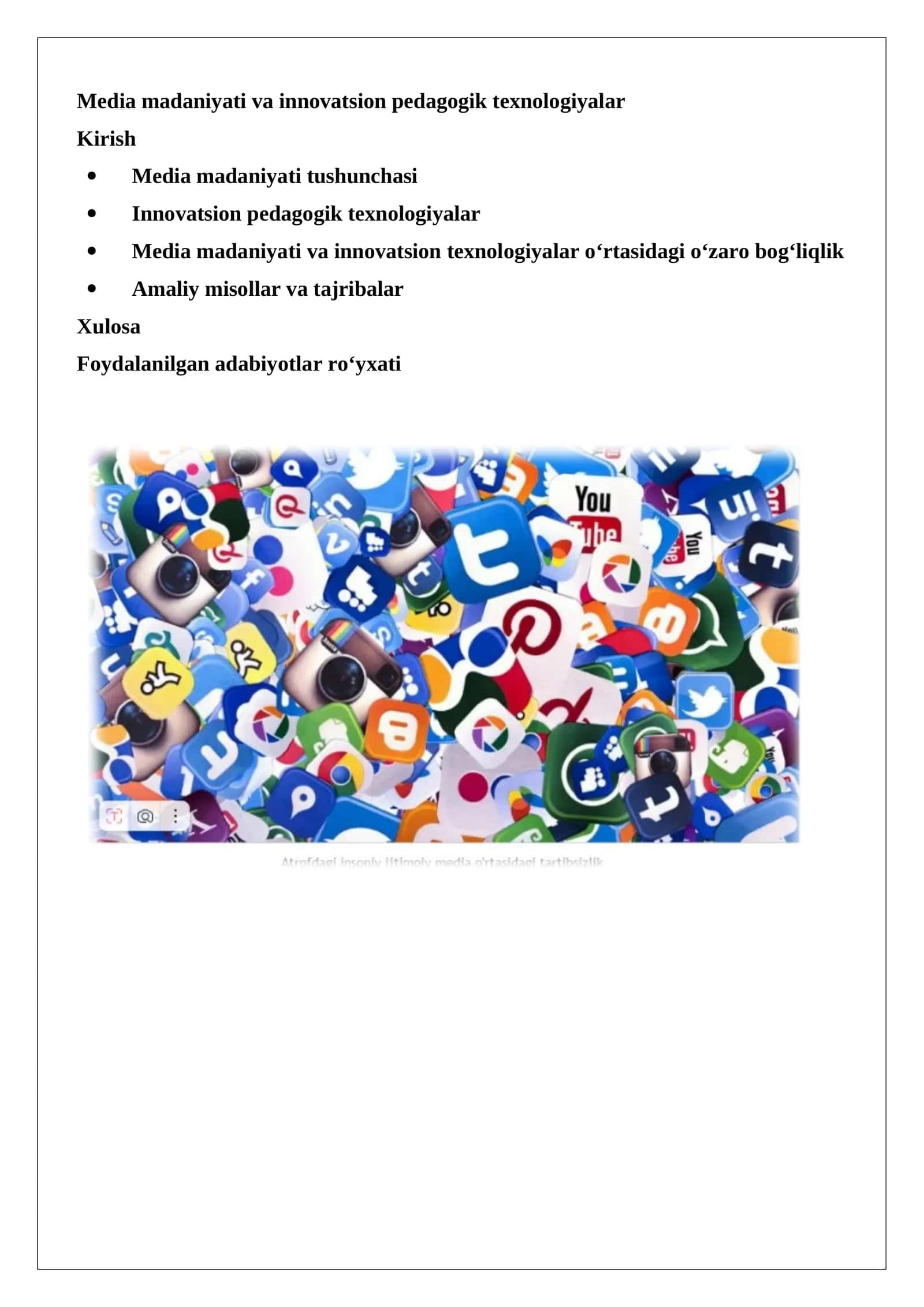Media madaniyati va innovatsion pedagogik texnologiyalar
