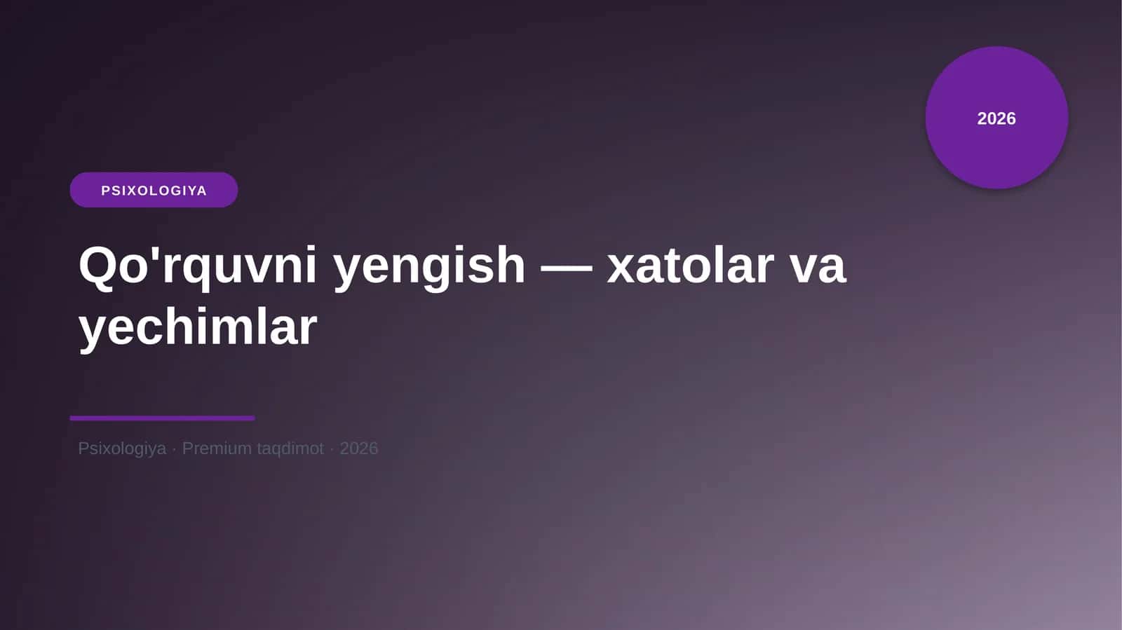 Qo'rquvni yengish — xatolar va yechimlar