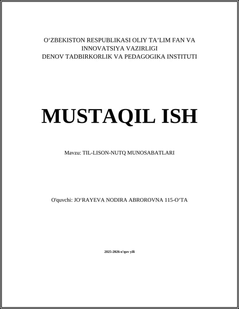 TIL-LISON-NUTQ MUNOSABATLARI