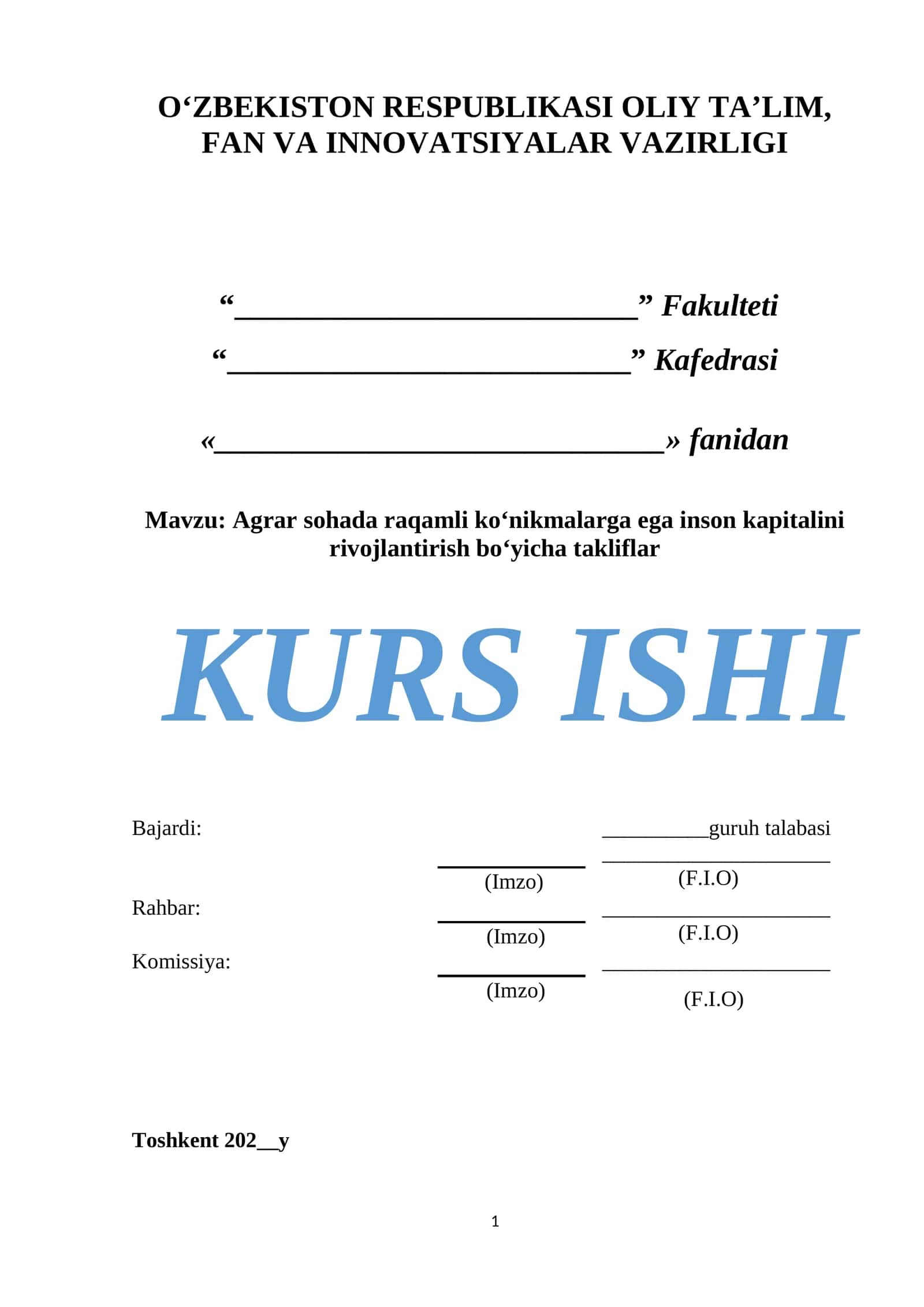 Agrar sohada raqamli ko‘nikmalarga ega inson kapitalini rivojlantirish bo‘yicha takliflar