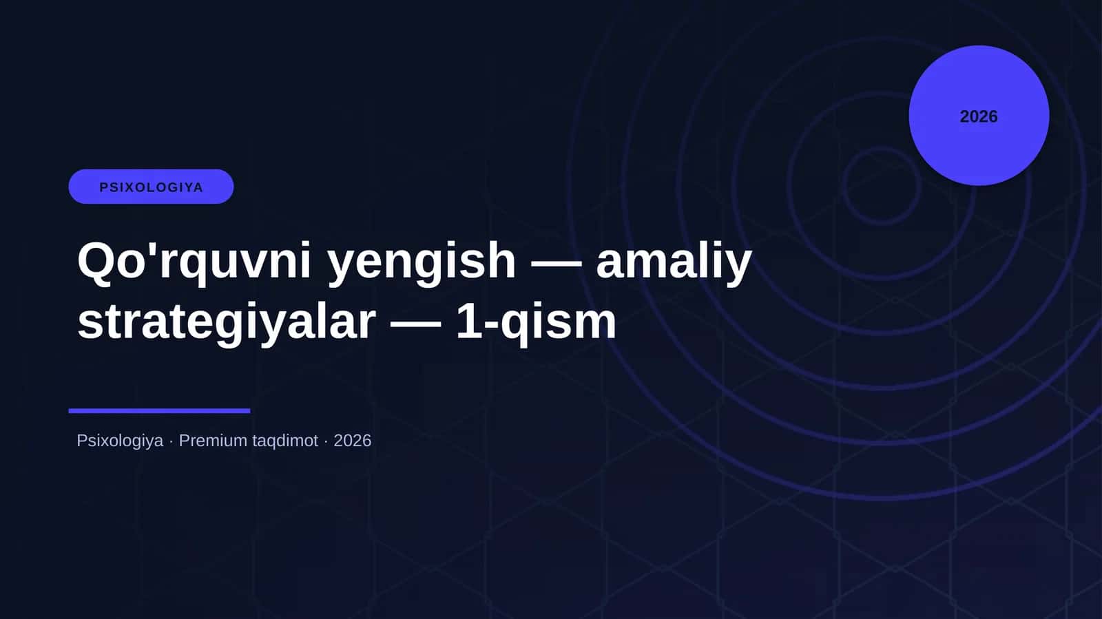 Qo'rquvni yengish — amaliy strategiyalar — 1-qism