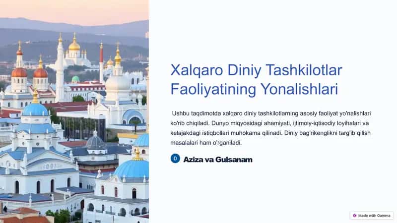 Xalqaro Diniy Tashkilotlar Faoliyatining Yonalishlari