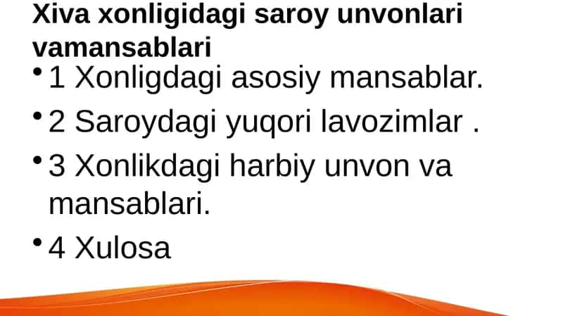 Xiva xonligidagi saroy unvonlari va mansablar