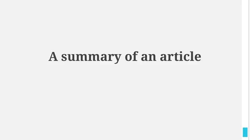 A summary of an article